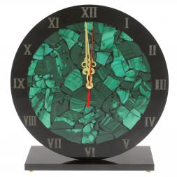 Настольные часы &amp;quot;Мозаика&amp;quot; из малахита и долерита 26х24х9 см