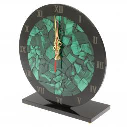Настольные часы &amp;quot;Мозаика&amp;quot; из малахита и долерита 26х24х9 см