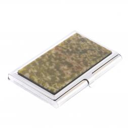 Карманная визитница из камня благородный офит цвет серебро