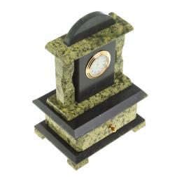 Часы со шкатулкой из натурального змеевика