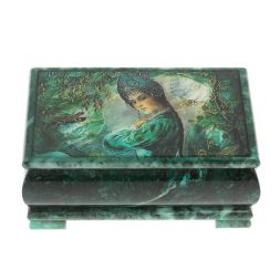 Шкатулка &amp;quot;Хозяйка медной горы&amp;quot; из змеевика 18х10х8,5 см