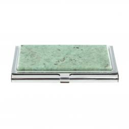 Карманная визитница из камня жадеит цвет серебро