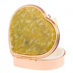 Таблетница "Сердце" на 3 отделения камень офит благородный цвет красное золото