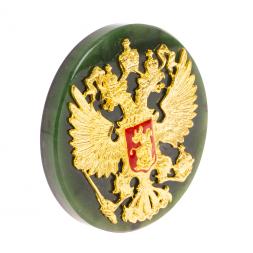 Настольная подставка из нефрита &amp;quot;Герб РФ&amp;quot; 8,5х2,5х8,5 см