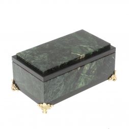 Ларец из нефрита на бронзовых ножках 17,5х9х10 см