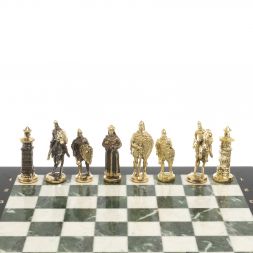 Шахматы подарочные &amp;quot;Богатыри&amp;quot; из мрамора и змеевика 44х44 см