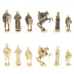 Шахматы подарочные &amp;quot;Богатыри&amp;quot; из мрамора и змеевика 44х44 см