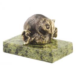 Статуэтка &amp;quot;Мышка на конфете&amp;quot; бронза змеевик