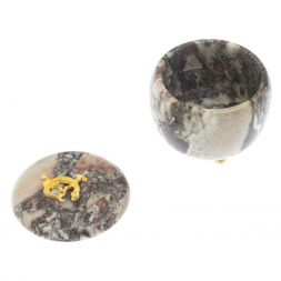 Шкатулка круглая &amp;quot;Ящерица&amp;quot; камень креноид 8х8х7,5 см