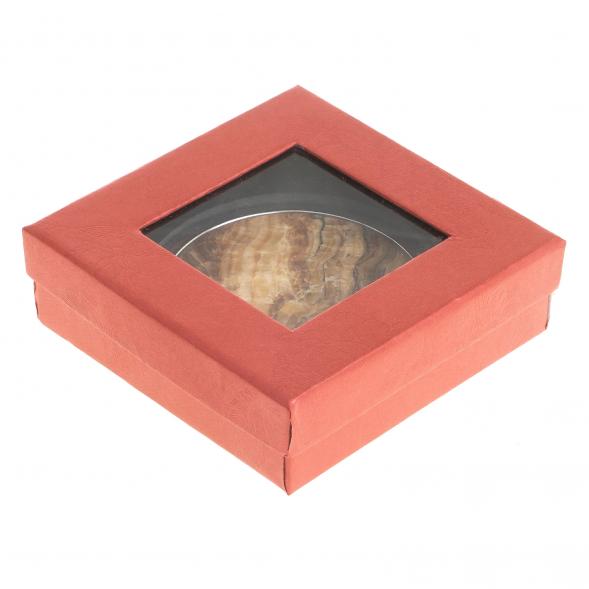 Зеркало круглое из камня оникс цвет серебро 122785