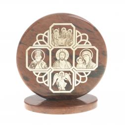 Икона настольная "Иконостас" камень обсидиан 6х2,5х6,5 см