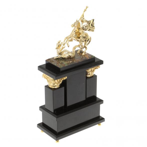 Каминные часы из яшмы &amp;quot;Георгий Победоносец&amp;quot; с бронзой 113092