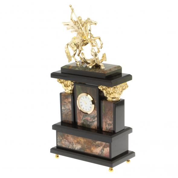 Каминные часы из яшмы &amp;quot;Георгий Победоносец&amp;quot; с бронзой 113092