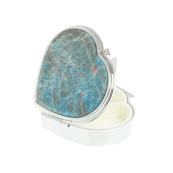 Таблетница &amp;quot;Сердце&amp;quot; на 3 отделения голубой апатит цвет серебро 127401