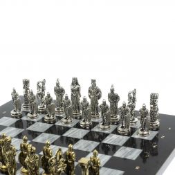 Шахматы подарочные Александр Македонский" доска 36х36 см / серый мрамор