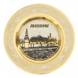 Тарелка с гравюрой &amp;quot;Москва&amp;quot; 12 см в подарочной упаковке Златоуст