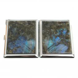 Портсигар на 20 сигарет с зажигалкой камень лабрадор