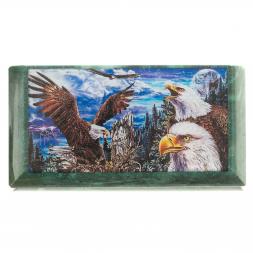 Шкатулка с иллюстрацией &amp;quot;Горные орлы&amp;quot; камень змеевик 17,5х9,5х7,5 см