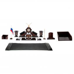 Письменный набор из лемезита &amp;quot;Орел&amp;quot; с лотком для бумаг А4 и бюваром