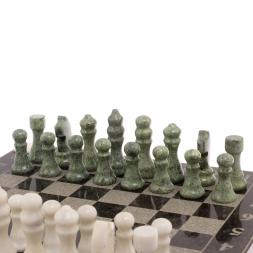 Шахматы с гравировкой &amp;quot;Турнирные&amp;quot; доска 36х36 см змеевик, мрамор