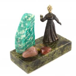 Бронзовая статуэтка &amp;quot;Хозяйка Медной Горы&amp;quot; из камня змеевика и амазонита