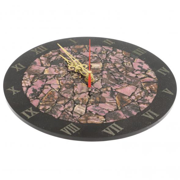 Настенные часы &amp;quot;Мозаика&amp;quot; из родонита и долерита 24х3,5х24 см 129666