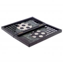 Каменные нарды "Футбол" змеевик гранит