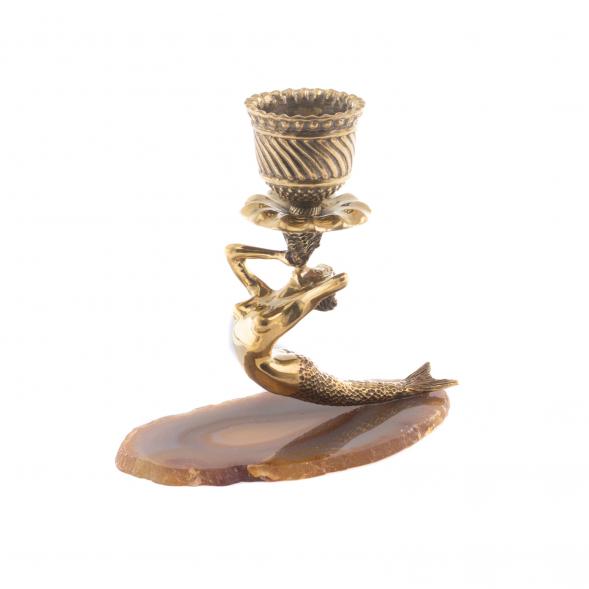 Подсвечник &amp;quot;Русалка&amp;quot; бронза камень агат 124215