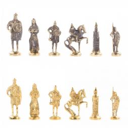 Шахматы &amp;quot;Русские&amp;quot; из бронзы доска 40х40 см камень обсидиан оникс