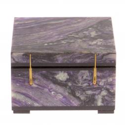 Шкатулка из камня чароит 7х7х4,5 см