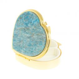 Таблетница &amp;quot;Сердце&amp;quot; на 3 отделения голубой апатит цвет золото