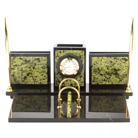 Настольный набор &amp;quot;Офисный&amp;quot; для канцелярских принадлежностей камень змеевик 120046