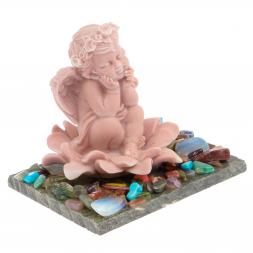 Сувенир &amp;quot;Ангел в цветке&amp;quot; из змеевика и мрамолита