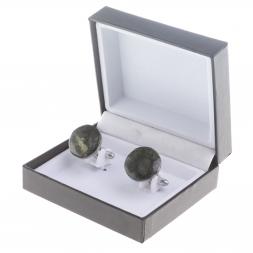 Запонки камень актиновит круглые