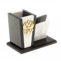 Визитница с карандашницей &amp;quot;Герб&amp;quot; из мрамора