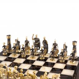 Шахматы &amp;quot;Римские&amp;quot; из бронзы доска 40х40 см камень обсидиан оникс