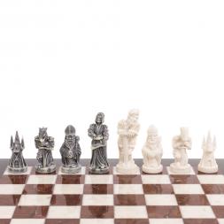 Шахматы "Средневековье" доска 40х40 см из лемезита и мрамора