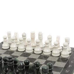 Шахматы &amp;quot;Турнирные&amp;quot; доска 44х44 см белый мрамор, змеевик