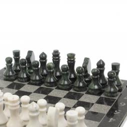 Шахматы &amp;quot;Турнирные&amp;quot; доска 44х44 см белый мрамор, змеевик