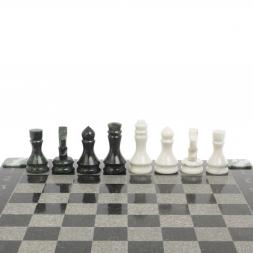 Шахматы &amp;quot;Турнирные&amp;quot; доска 44х44 см белый мрамор, змеевик