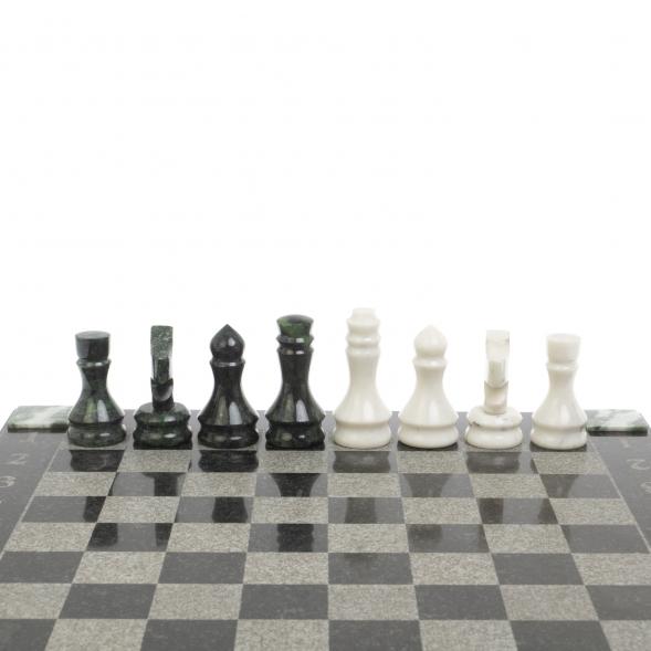 Шахматы &amp;quot;Турнирные&amp;quot; доска 44х44 см белый мрамор, змеевик 127088