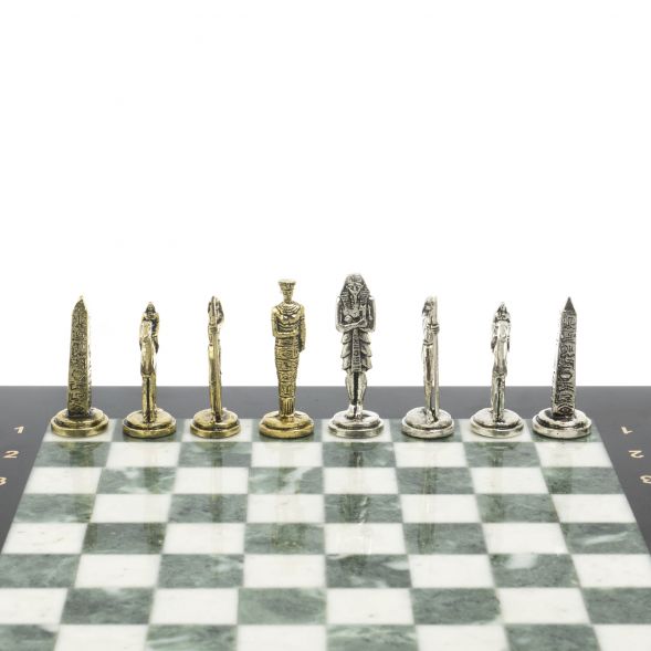 Настольные шахматы &amp;quot;Египет&amp;quot; доска 32х32 см из мрамора и змеевика 127724