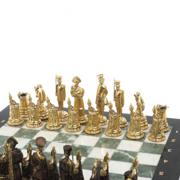 Шахматы &amp;quot;Деревенские&amp;quot; бронзовые, доска из змеевика 40х40 см 127878