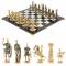 Шахматы с фигурами из бронзы "Римские" доска мрамор долерит 37х37 см