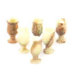 Рюмки для водки 30 мл на ножке набор 6 шт камень оникс 3,8х7,2 см в коробке (1,5х3)