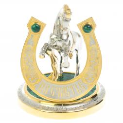 Статуэтка "Конь на дыбах с подковой на счастье" малахит Златоуст