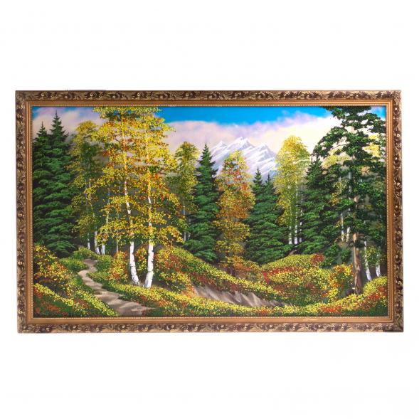 Картина &amp;quot;Осенний пейзаж&amp;quot; багет 68х108 см, каменная крошка 124217