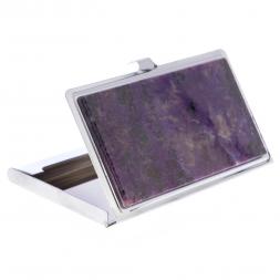 Карманная визитница с чароитом цвет серебро