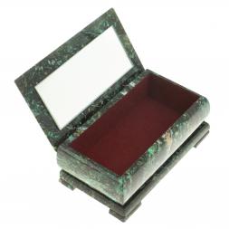 Шкатулка с иллюстрацией &amp;quot;Лось с волками&amp;quot; камень змеевик 17,5х9,5х7,5 см