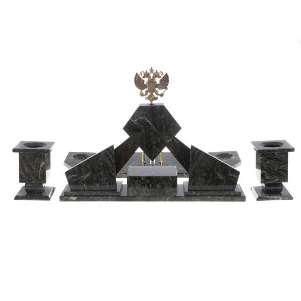 Письменный набор &amp;quot;Герб РФ&amp;quot; камень змеевик 124370